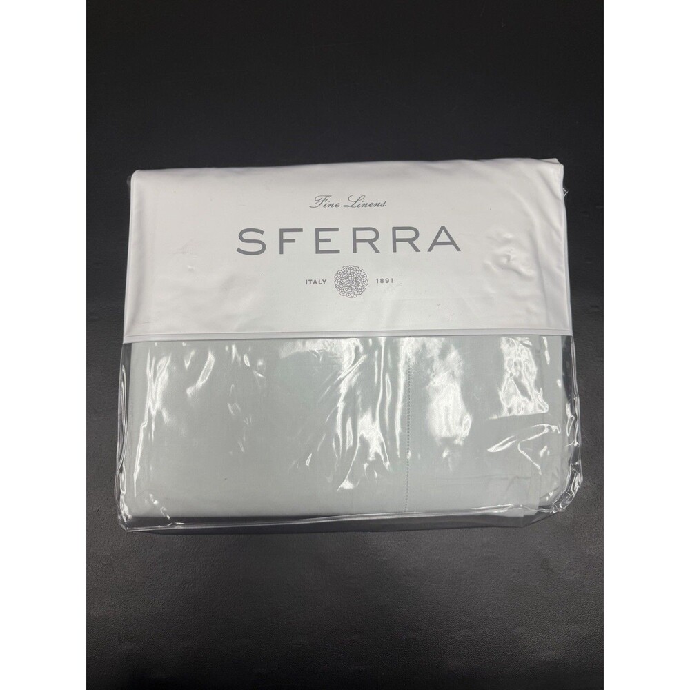 SFERRA CELESTE 3990 COTTON PERCALE HEMSTITCHED AQUAMARINEKING DUVET COVER  ITALY
